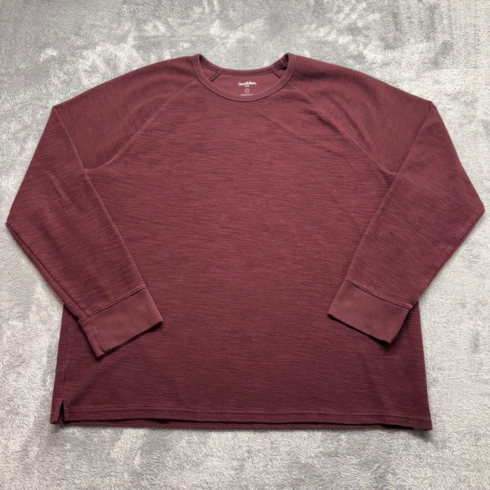 Goodfellow & Co Long Sleeve Shirt Mens XXL Burgundy Good Raglan‎ Slub Crew Neck